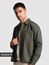 Grey Solid Multipocket Shacket