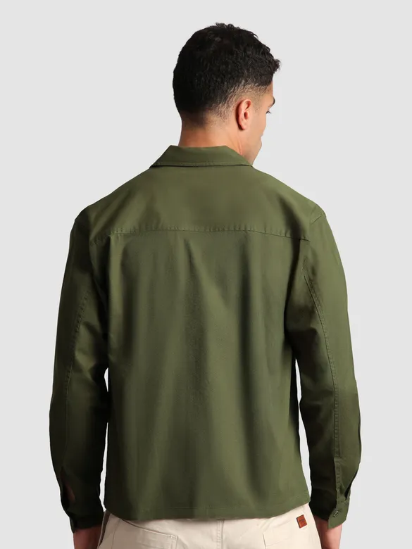 Olive Solid Multipocket Shacket