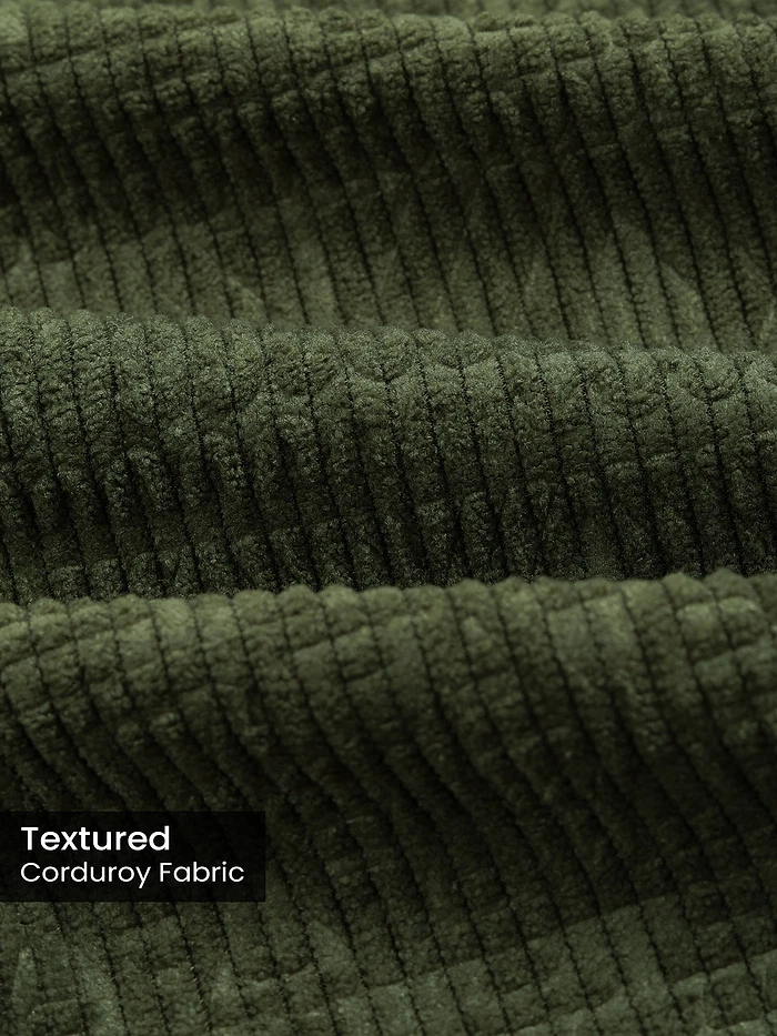Pale Olive Geometric Textured Corduroy Shirt