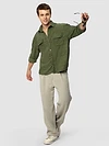 Pale Olive Geometric Textured Corduroy Shirt