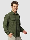Pale Olive Geometric Textured Corduroy Shirt