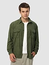 Pale Olive Geometric Textured Corduroy Shirt