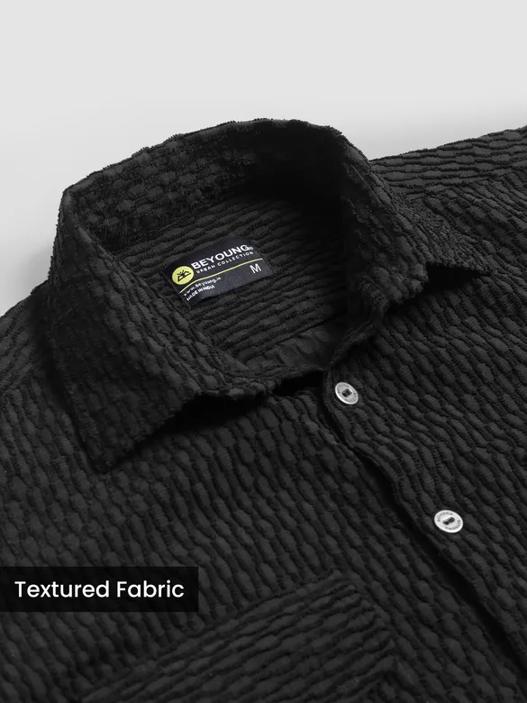 Black Terry Textured Shirt