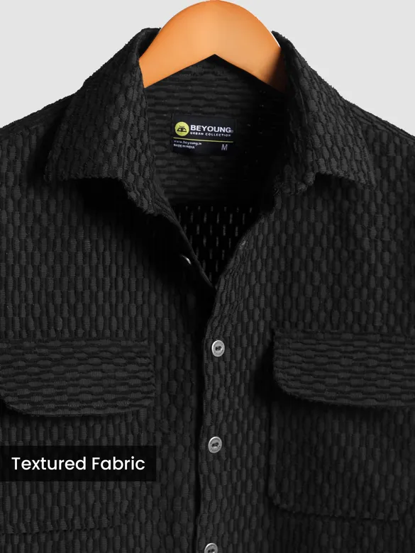 Black Terry Textured Shirt