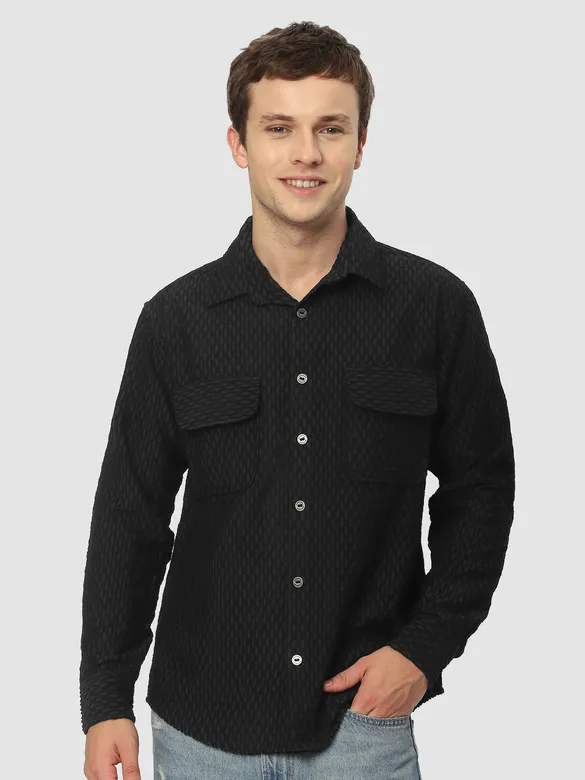 Black Terry Textured Shirt