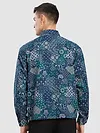 Blue Paisley Printed Zipper Shacket