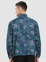 Blue Paisley Printed Zipper Shacket