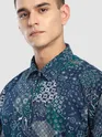 Blue Paisley Printed Zipper Shacket