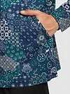 Blue Paisley Printed Zipper Shacket