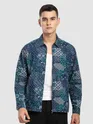 Blue Paisley Printed Zipper Shacket