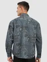 Brown And Blue Abstract Printed Shacket