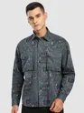 Brown And Blue Abstract Printed Shacket
