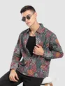 Green Paisley Printed Zipper Shacket