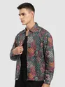 Green Paisley Printed Zipper Shacket