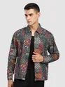 Green Paisley Printed Zipper Shacket