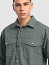 Greyish Green Block Textured Shacket