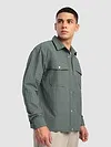 Greyish Green Block Textured Shacket