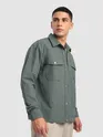 Greyish Green Block Textured Shacket