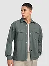 Greyish Green Block Textured Shacket