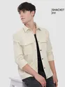 Off White Block Textured Shacket