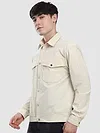 Off White Block Textured Shacket