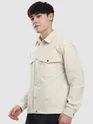 Off White Block Textured Shacket