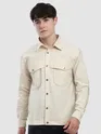 Off White Block Textured Shacket