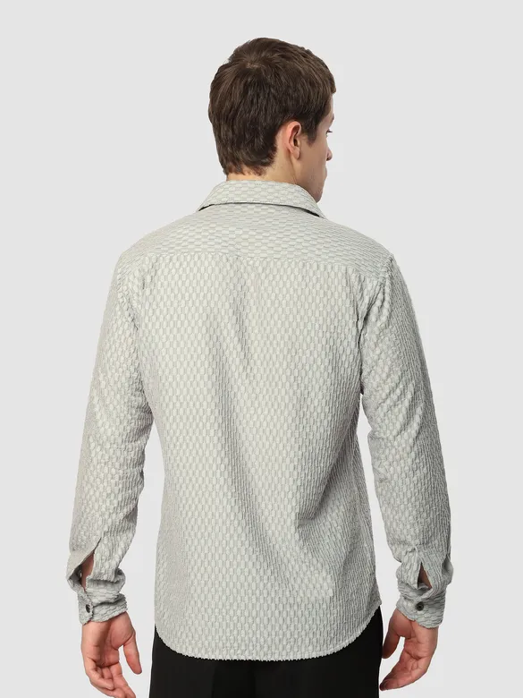 Pale Grey Terry Textured Shirt