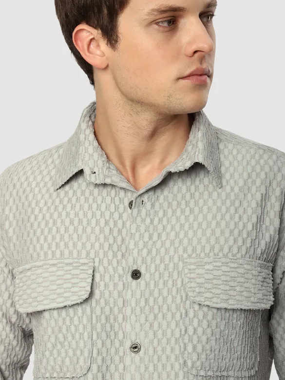 Pale Grey Terry Textured Shirt