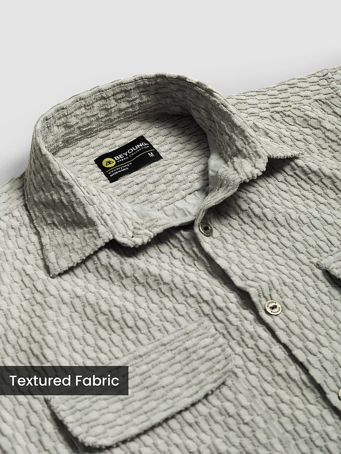 Pale Grey Terry Textured Shirt
