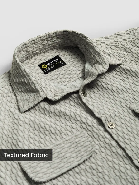 Pale Grey Terry Textured Shirt