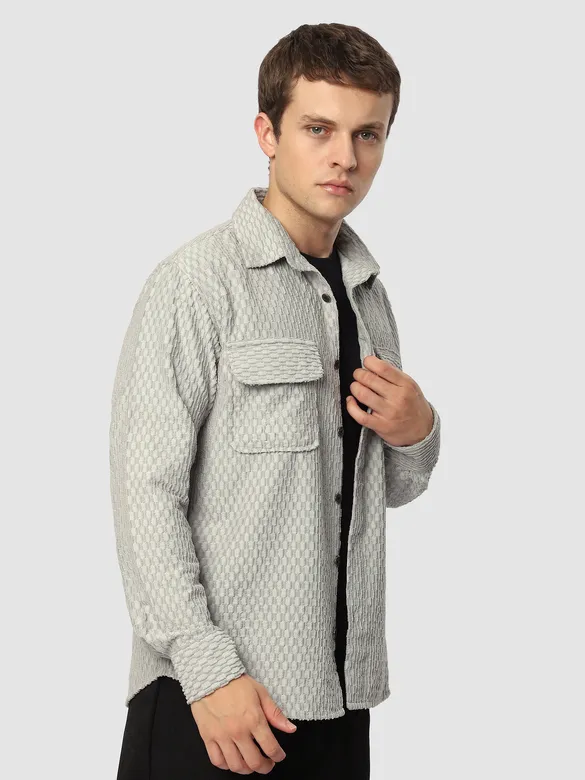 Pale Grey Terry Textured Shirt