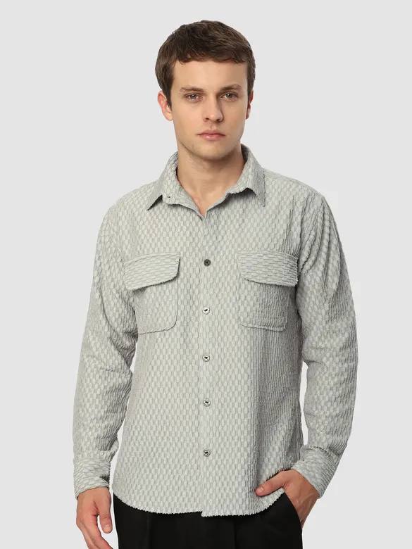Pale Grey Terry Textured Shirt