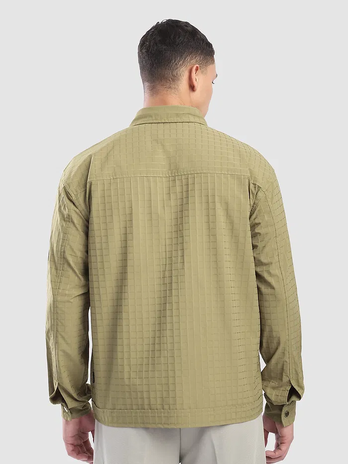 Pale Olive Block Textured Shacket