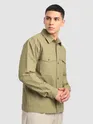 Pale Olive Block Textured Shacket