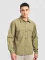 Pale Olive Block Textured Shacket