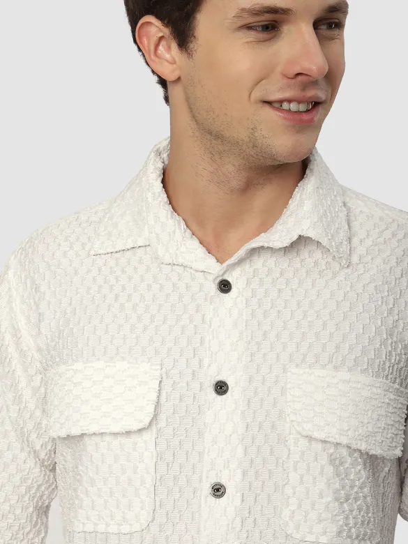White Terry Textured Shirt