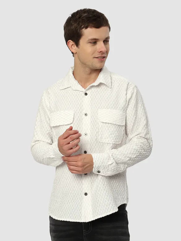 White Terry Textured Shirt