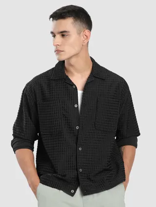 Black Bubble Textured Shacket