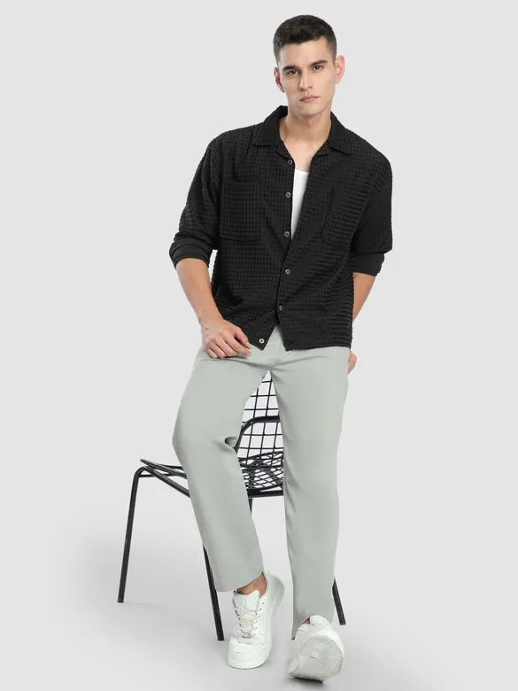 Black Bubble Textured Shacket