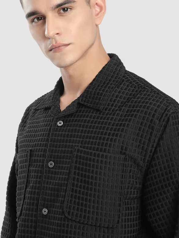 Black Bubble Textured Shacket
