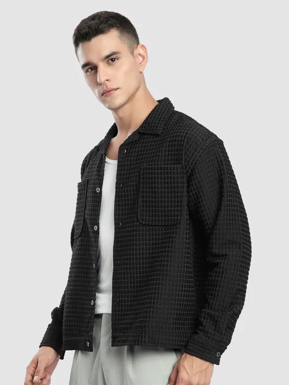 Black Bubble Textured Shacket