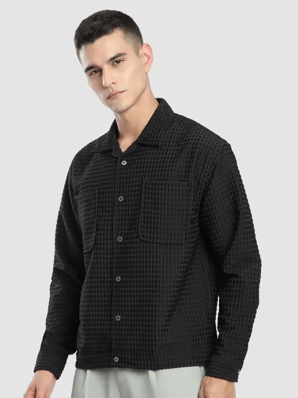 Black Bubble Textured Shacket
