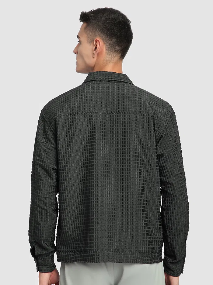 Dark Grey Bubble Textured Shacket