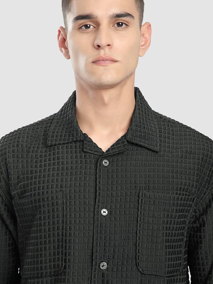 Dark Grey Bubble Textured Shacket