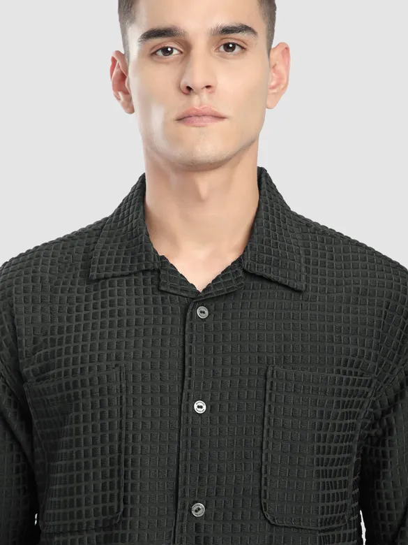 Dark Grey Bubble Textured Shacket