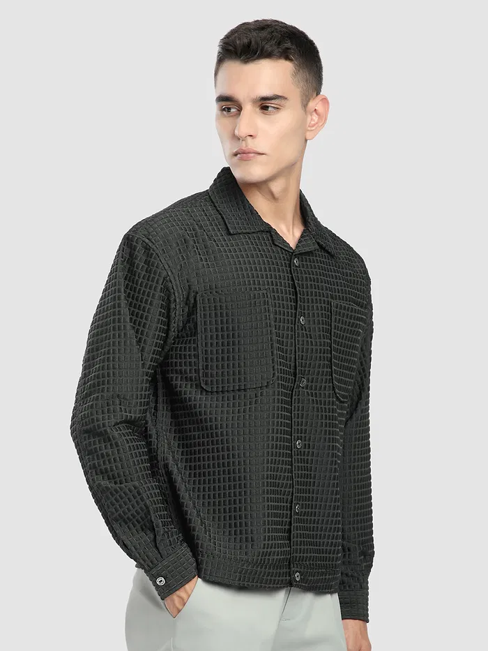Dark Grey Bubble Textured Shacket