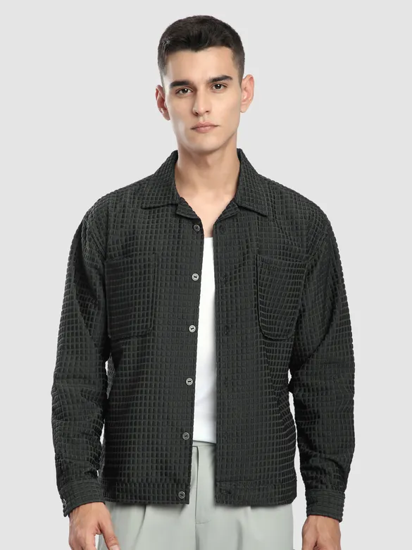 Dark Grey Bubble Textured Shacket