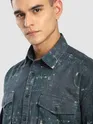 Green And Blue Abstract Printed Shacket