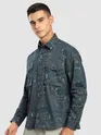 Green And Blue Abstract Printed Shacket